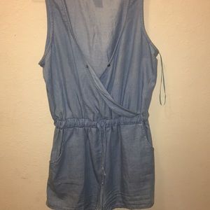 A light blue romper